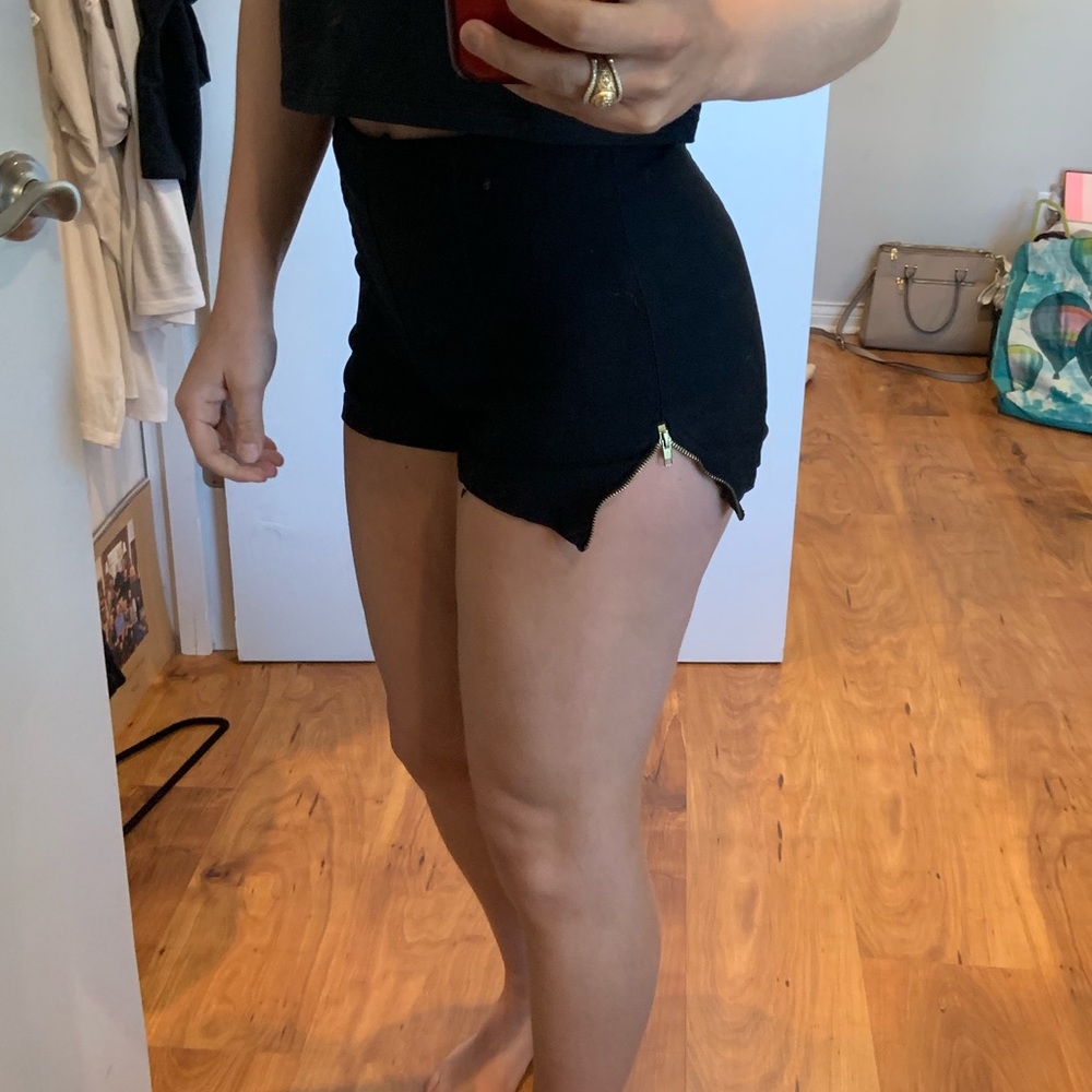 High waisted black shorts